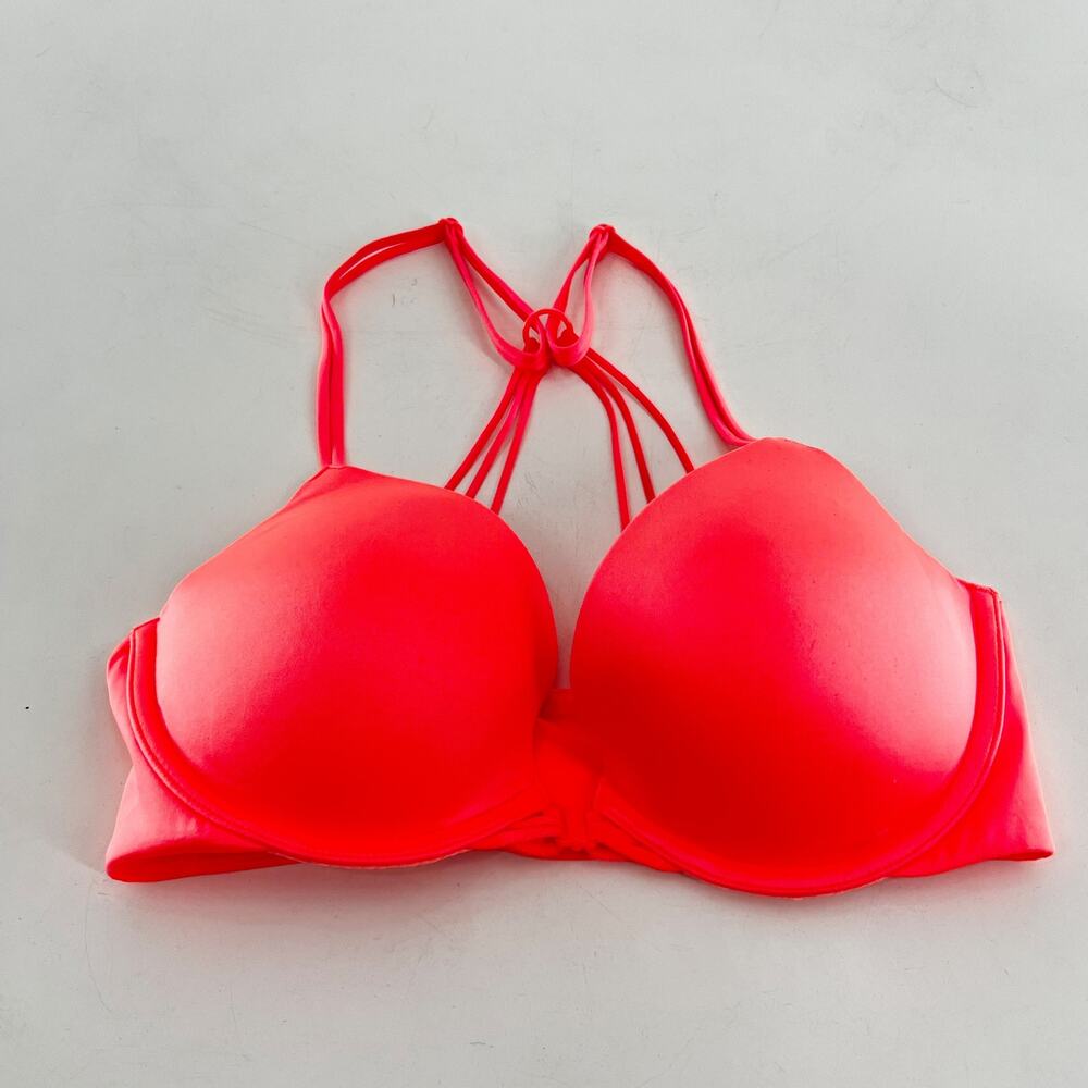 Victoria's Secret Women's Neon Orange Front Closure Very Sexy Push Up Bra 32D